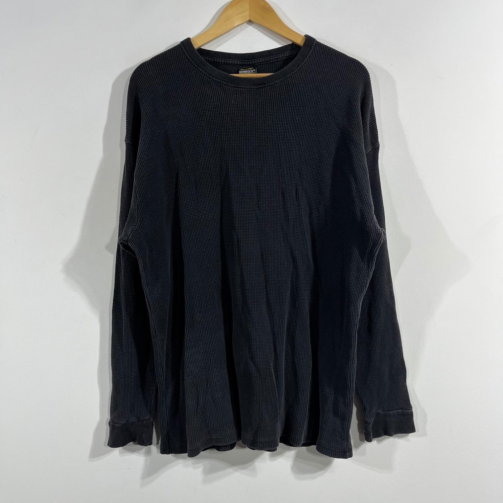 Gemrock Grunge Lounge Thermal Waffle Knit Shirt 6XL Streetwear 90s Casual Black